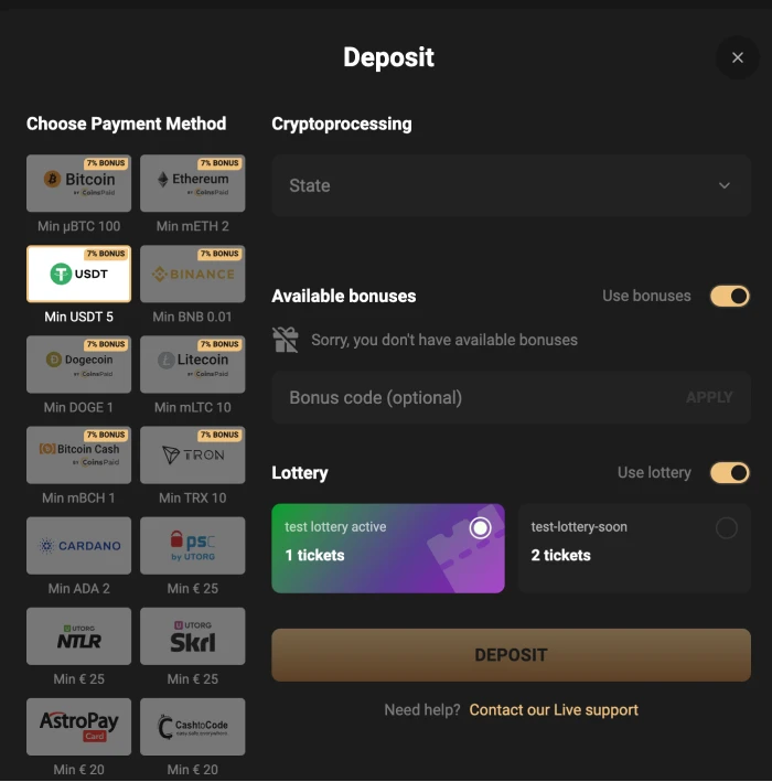 SlotMafia Deposit